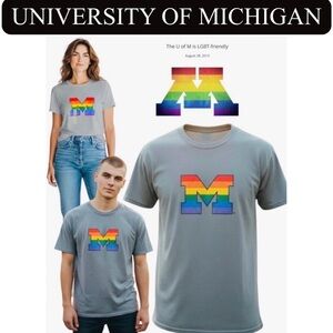🐺 M: University of Michigan “M” Block UofM Go Blue Pride Rainbow, NWT 🐺